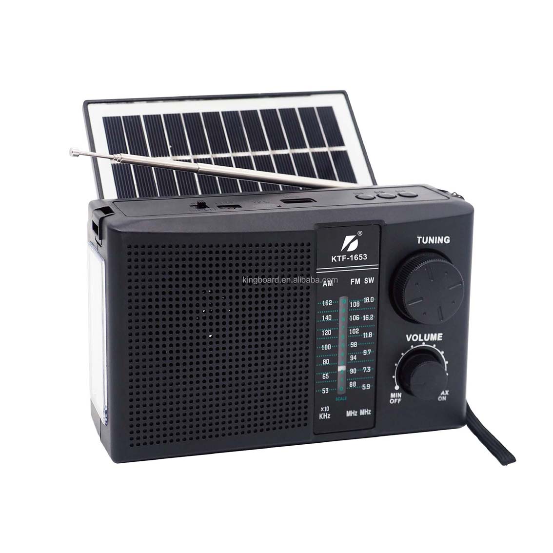 KTF-1653 Portable Wireless AM FM SW 8 Band Solar Outdoor Radio Bt Speaker with Flashlight Multi-function Mp3 TF USB Music Player