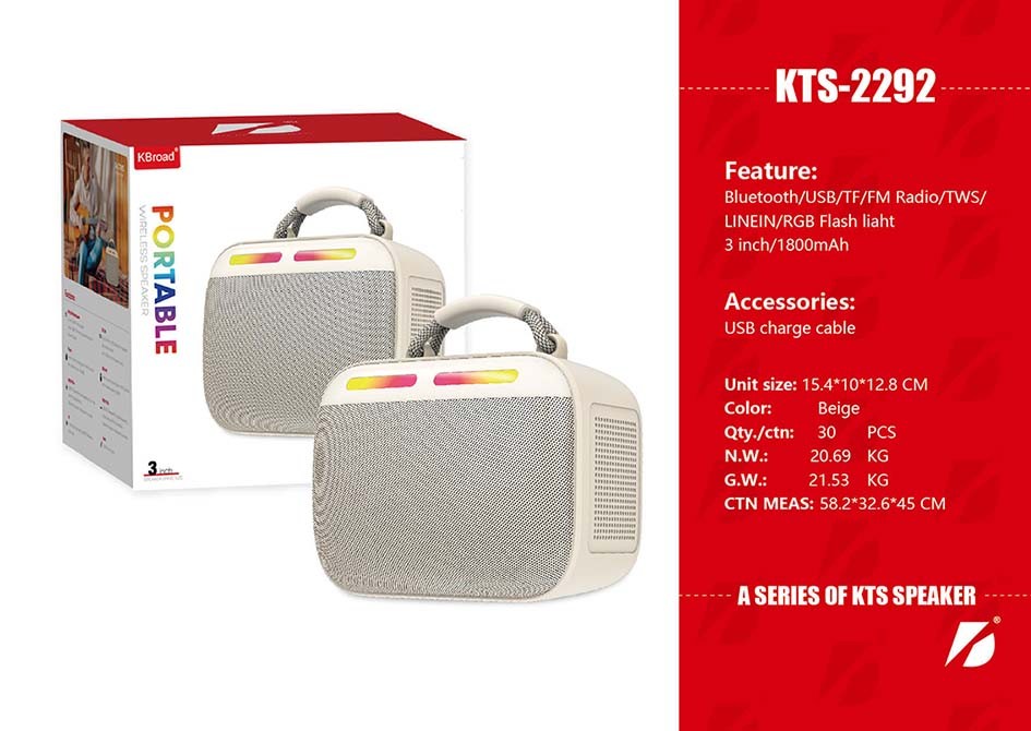KTS-1822 Wireless Portable Outdoor BT Speaker with FM Radio and Solar 3 INCH Factory Price Wholesale OEM